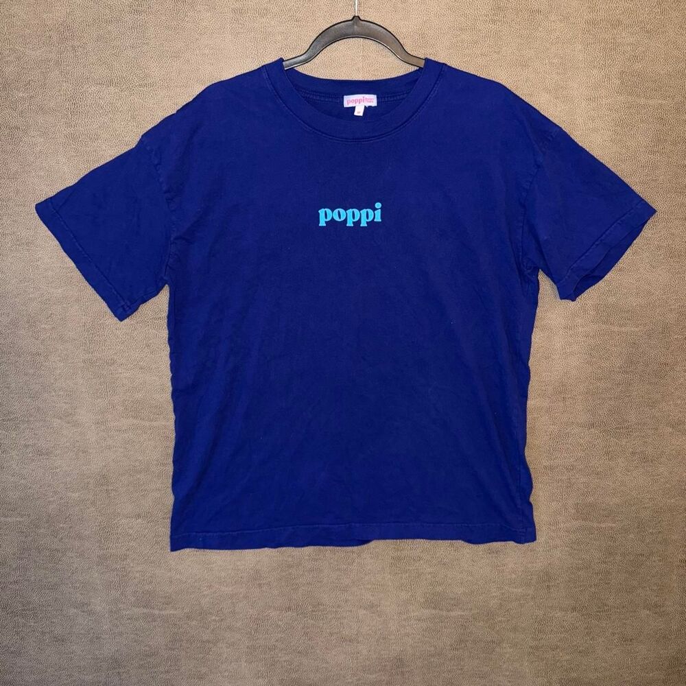 Limited Edition Poppi merch dark blue with blue baby writing
